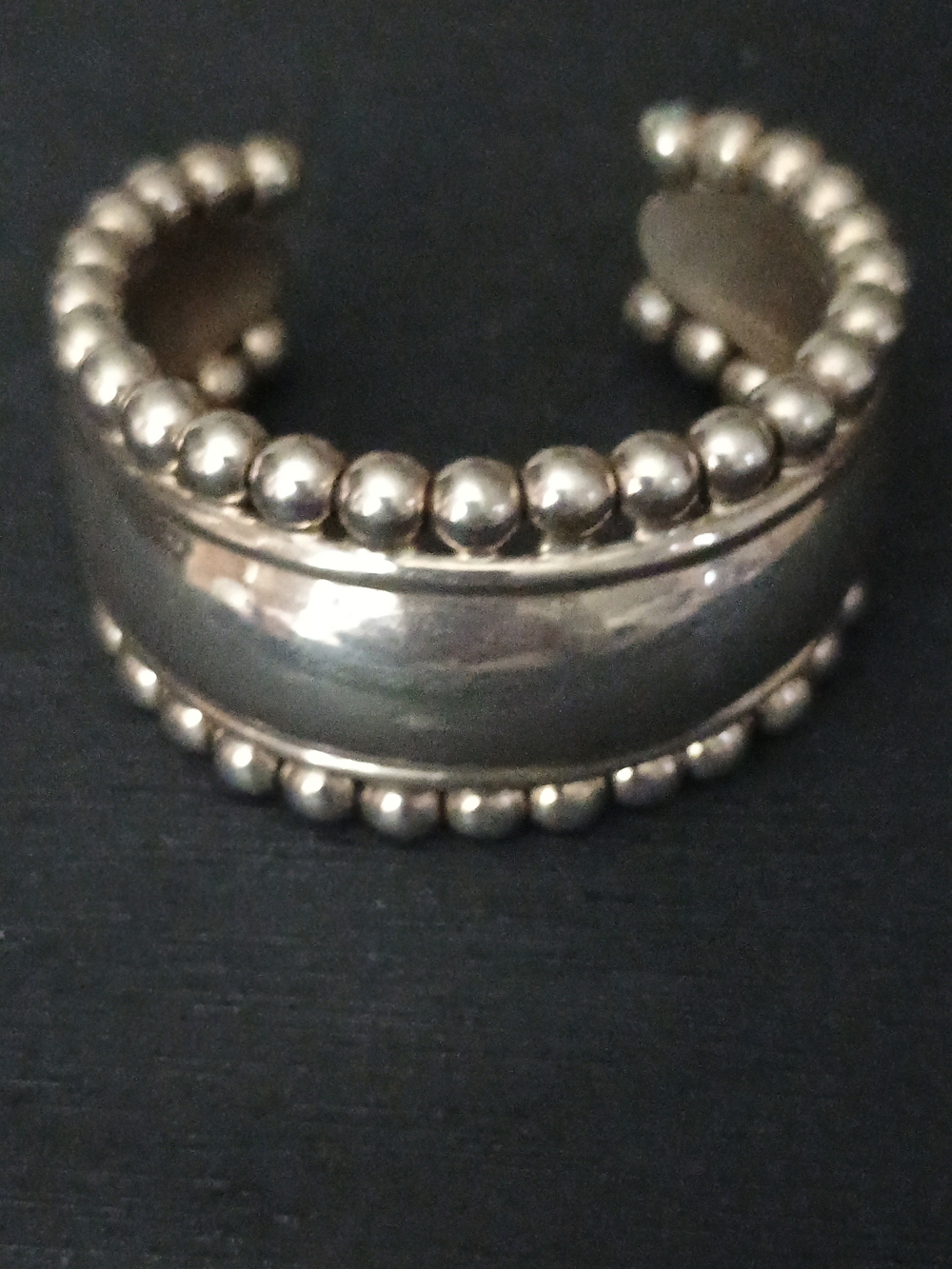 Vintage Sterling Silver Beaded Cuff Bracelet  - 60 Grams Made in Acapulco Mexico